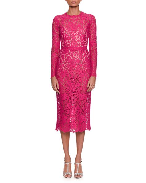 dolce gabbana lace dress long sleeve|dolce gabbana midi dress.